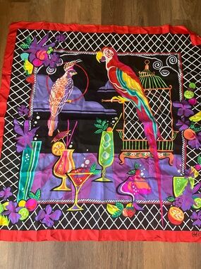 Bob Mackie Vintage Vibrant Tropical Print Scarf